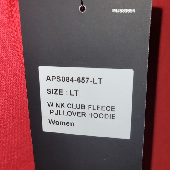 Nike Womans Red Hoodie  Large Tall  LT - Picture 3 of 3
